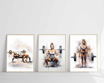 Impresión de fitness para mujeres, culturismo femenino, arte de gimnasio, decoración de pared, póster de entrenamiento de levantamiento de pesas, regalo para ella imprimible