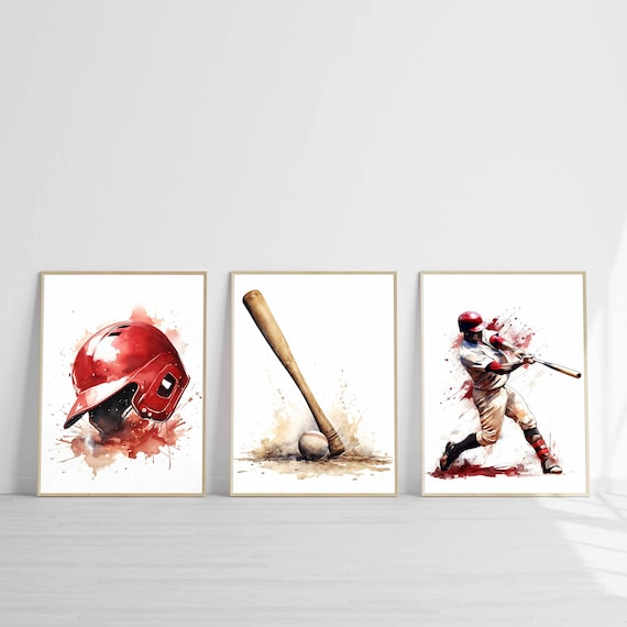 Baseball Poster Set ausdruckbar digitaler Download Sport Baseball Druck Kunst Kunstdruck Jungenzimmer Geschenk Baseball Fan Wandschmuck