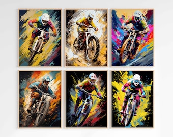 Mountain Bike Pop Art Prints Cycling Poster Digital Download MTB Bike Wall Art Sports Printable Bicycle Downhill Sport Boys Room Art Decor