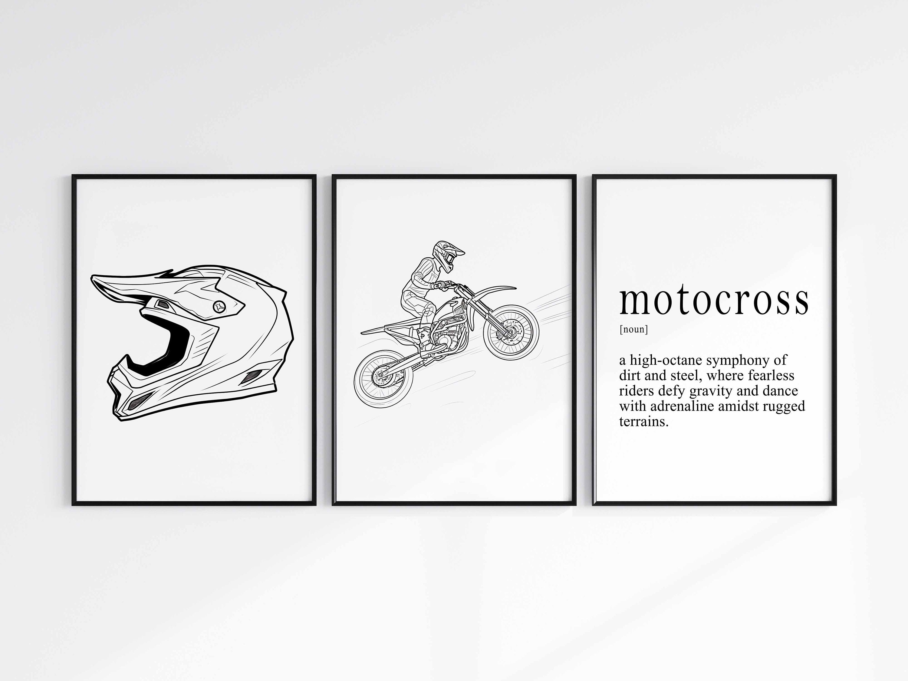 Motocross Definition One Line Art Dirt Bike Print Wall Art Download Set