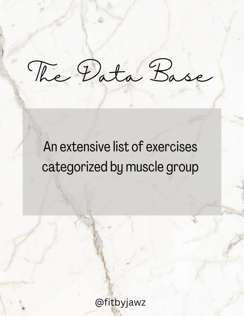 Puede incluir: The Data Base: Una lista extensa de ejercicios categorizados por grupo muscular. @fitbyjawz