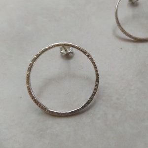 Hammered solid sterling silver, hoop stud earirngs, gift for her. Handmade earrings