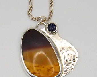 Sterling Silver natural Mookaite Jasper Pendant: Handmade unique Dessert themed Jewelry