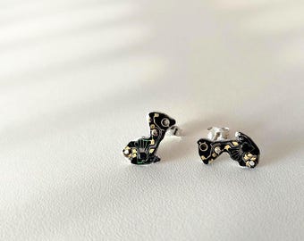 Upcycled PCB Sterling Silver Stud Earrings: Minimalist Handmade Jewelry