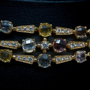 Bulgari Collier Diamants Saphirs Rose Jaune Bleu Multicolore Or Jaune 18 Karat, luxury jewellery , Bulgari necklace, image 2