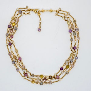 Bulgari Collier Diamants Saphirs Rose Jaune Bleu Multicolore Or Jaune 18 Karat, luxury jewellery , Bulgari necklace, image 4