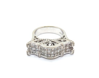 Fancy Diamond Cocktail 18 Karat White Gold Ring