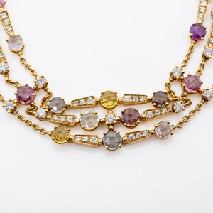 Bulgari Collier Diamants Saphirs Rose Jaune Bleu Multicolore Or Jaune 18 Karat, luxury jewellery , Bulgari necklace, image 6