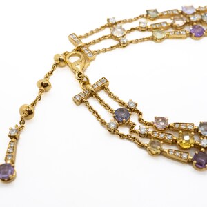 Bulgari Collier Diamants Saphirs Rose Jaune Bleu Multicolore Or Jaune 18 Karat, luxury jewellery , Bulgari necklace, image 3