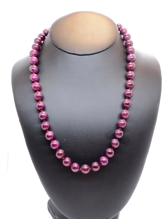 Ruby pearl necklace, natural ruby, genuine natura… - image 2