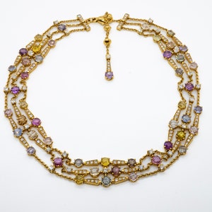 Bulgari Collier Diamants Saphirs Rose Jaune Bleu Multicolore Or Jaune 18 Karat, luxury jewellery , Bulgari necklace, image 5