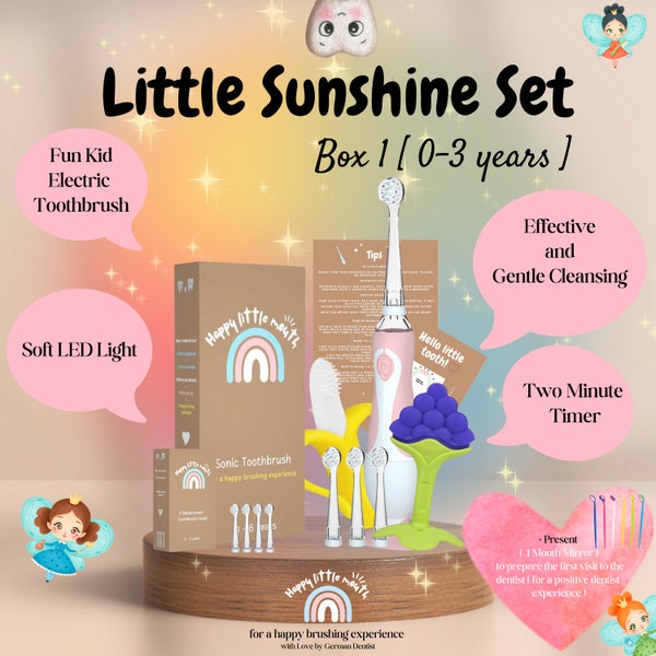 Box 2: Electric toothbrush + teether + dentist tips ( babyshower present first tooth birthday present baby