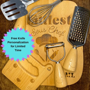 Personalized Kid friendly cooking set, Young chef gift, Toddler cooking utensils