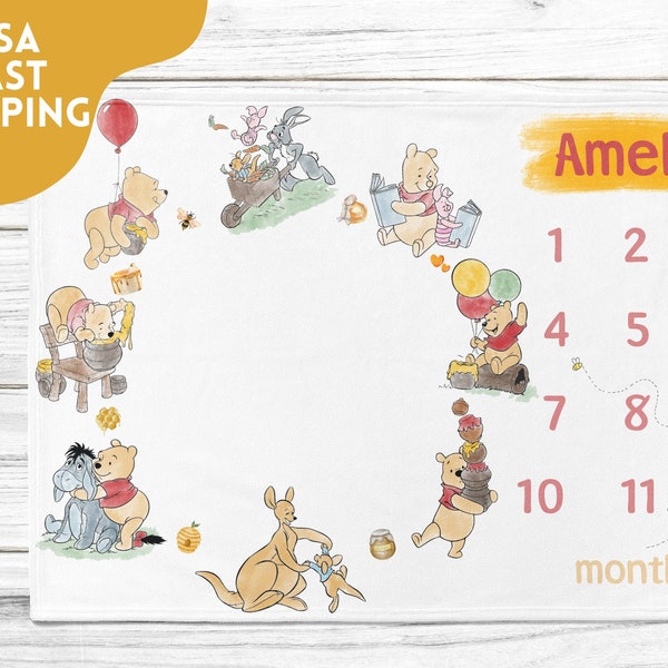 Winnie the Pooh Blanket With Personalized Name Etsy