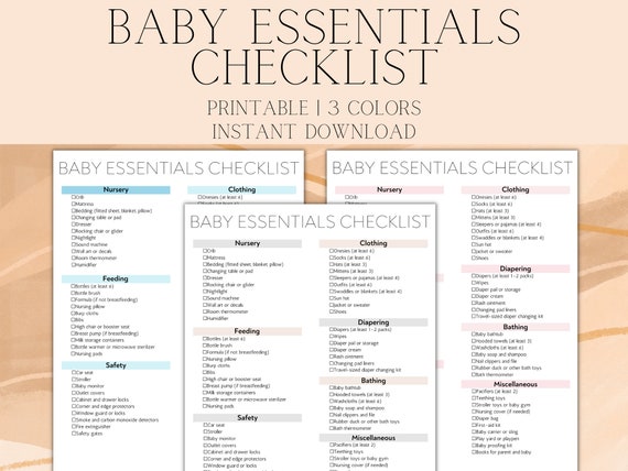 Baby Essentials Checklist Printable Pink Newborn Essentials Nursery  Checklist Baby Registry Checklist Instant Download 