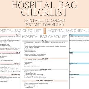 Hospital Bag Checklist Digital Download Birth Bag Packing - Etsy