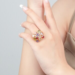18K Vergoldeter CZ Diamant Ring: Multi Stone Statement Ring