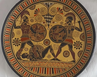 Placa mural con reproducción de un antiguo motivo guerrero griego. Empresa Vassilopoulos.