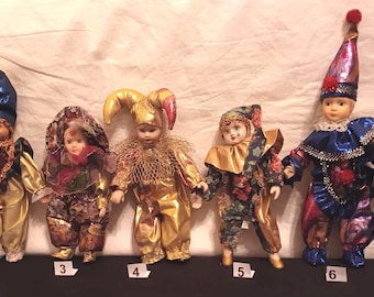 Muñeca de colección Arlequín vintage