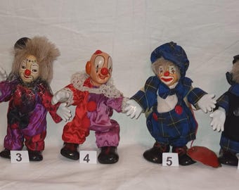 7 muñecos payaso de porcelana vintage, KKK