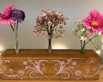 Flowerboard / Blumenblock / Geschenkidee/ Holz / Herz/ Kunstblumen / Trockenblumen