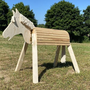 Wooden horse wool 100 cm seat height toy horse vaulting horse garden horse cotton wood