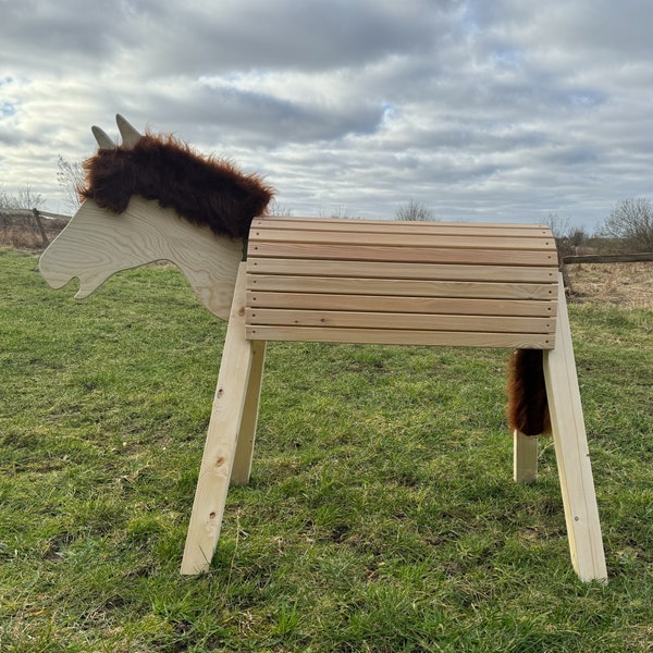 Cheval en bois Mia 100 cm hauteur d'assise cheval de jeu cheval de voltige cheval de jardin