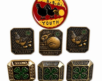 Vintage 4-H Poultry Lapel Pin Lot of 7 Agriculture Farm Pins Farm Collectibles