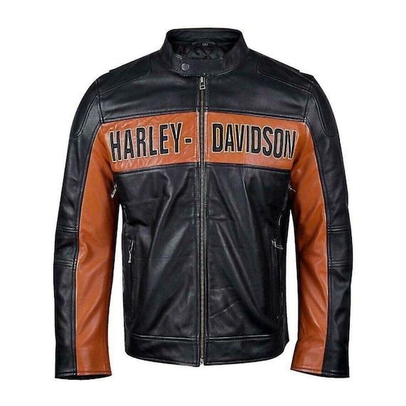Men's Custom Harley Davidson Embroidered Leather Biker