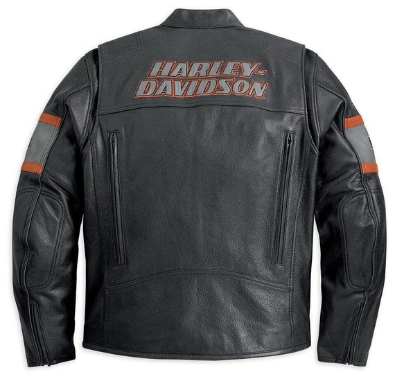 Harley Davidson Embroidered Leather Biker Jacket, 100