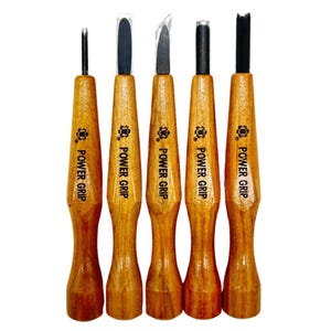 Mikisyo POWER GRIP Wood Carving Chisels & Gouges, 5 pieces Set, Made in Japan