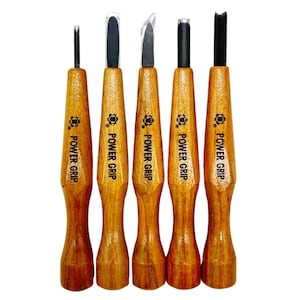 Mikisyo POWER GRIP Wood Carving Chisels & Gouges, 5 pieces Set, Made in Japan