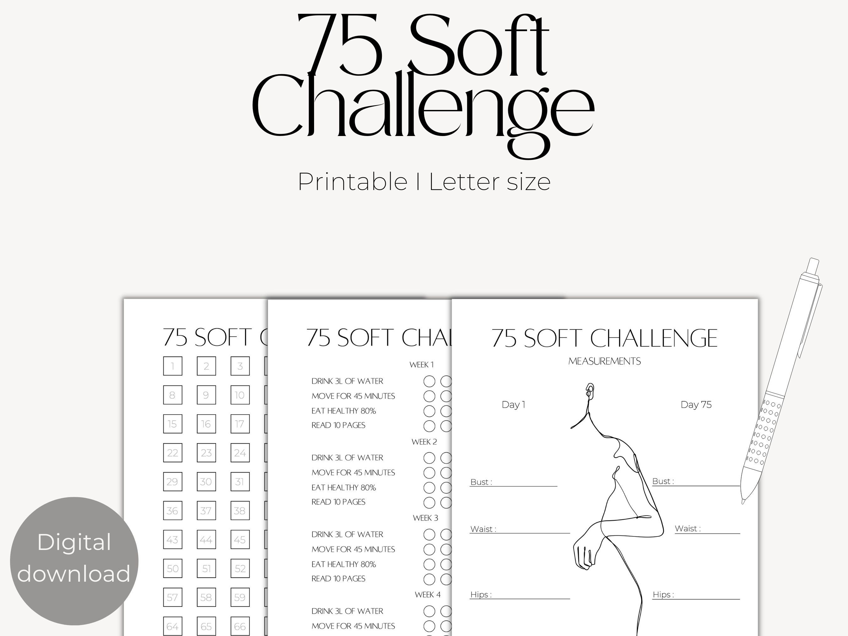 75 Soft Challenge Tracker, 75 Day Challenge Printable, Fitness Health ...