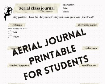 Aerial Class Journal Printable for Students - Aerial Fitness - Aerial Hoop - Aerial Silks - Aerial Sports