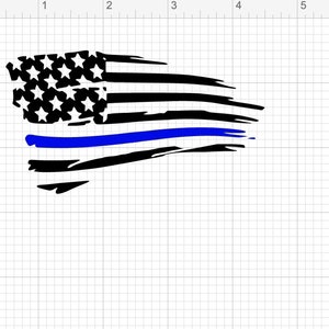 Blue line Flag Tattered sticker |police sticker| |Flag sticker| decal sticker
