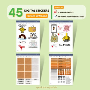 ANXIETY Digital Stickers, Mental Health Goodnotes Stickers for Digital ...