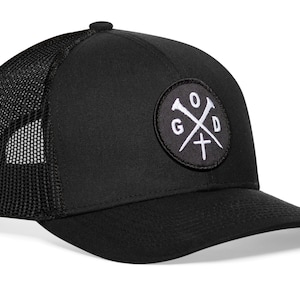 HAKA GOD Hat - Embroidered Trucker Hat Christian Jesus, Outdoor Hat for Men & Women, Adjustable Religious Baseball Cap, Snapback Hat Black