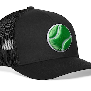 HAKA Tennis Hat – 3D Puff Tennis Ball Trucker Hat for Men & Women, Adjustable Baseball Cap, Mesh Snapback, Outdoor Golf Hat - Black