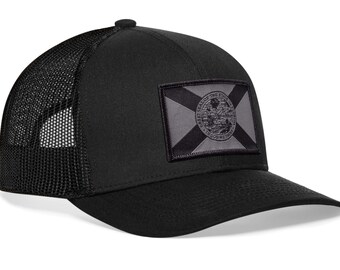 HAKA Florida Flag Hat (Tactical) - Florida Trucker Hat FL Baseball Cap Snapback Golf Hat (Black)