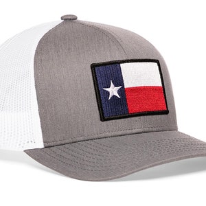 HAKA Texas Flag Hat – Texas Trucker Hat Baseball Cap Snapback Golf Hat (Grey/White)