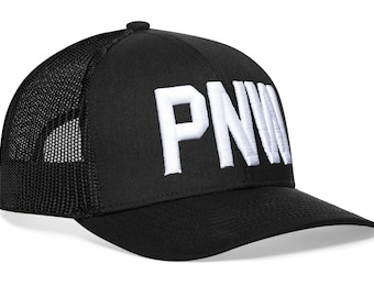 HAKA PNW Hat – Pacific Northwest Trucker Hat for Men & Women, Adjustable Baseball Cap, Mesh Snapback, Outdoor Golf Hat - Black
