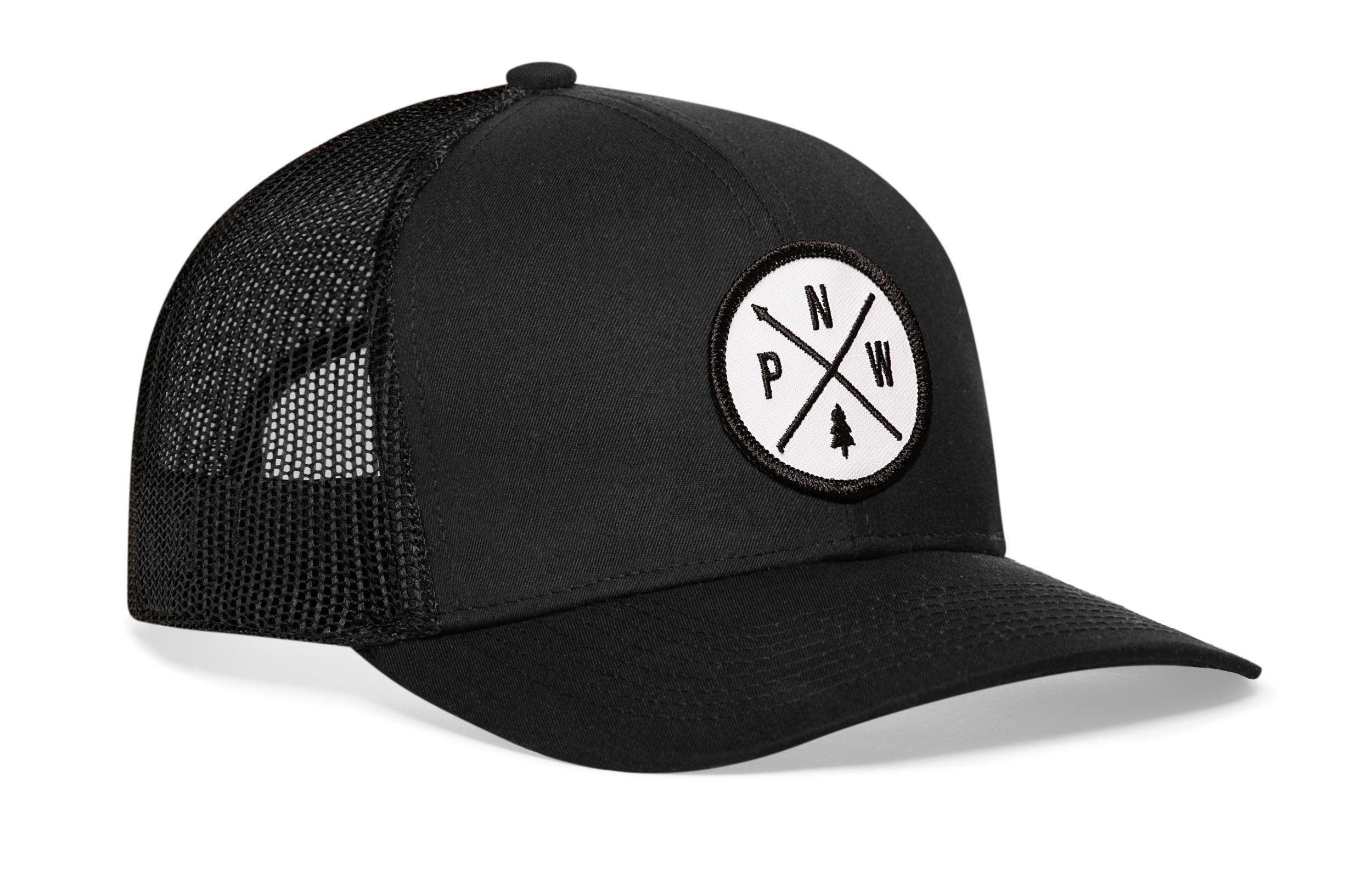 PNW Hat – Pacific Northwest Trucker Hat Baseball Cap Snapback Hat - white patch