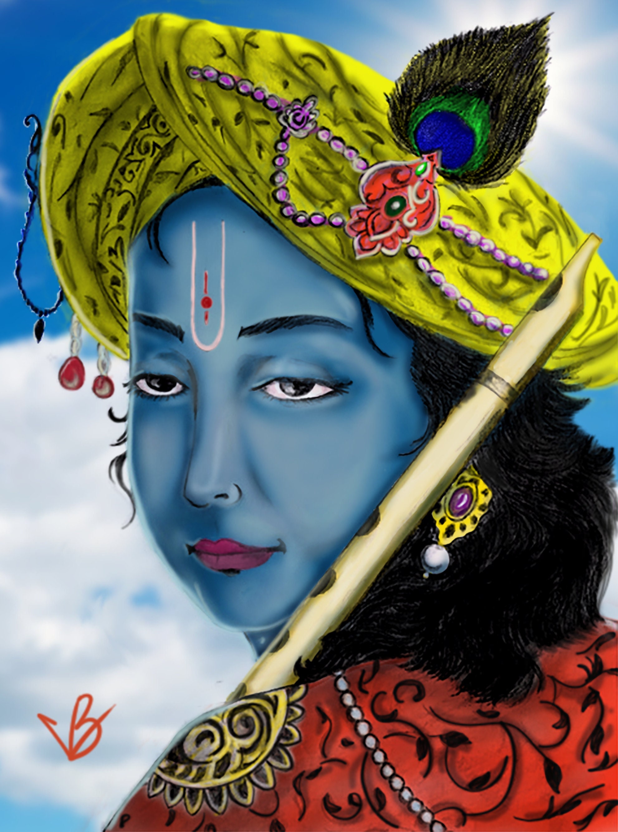 Lord Krishna Digital Painting - Etsy Lord Krishna Digital Painting - Etsy