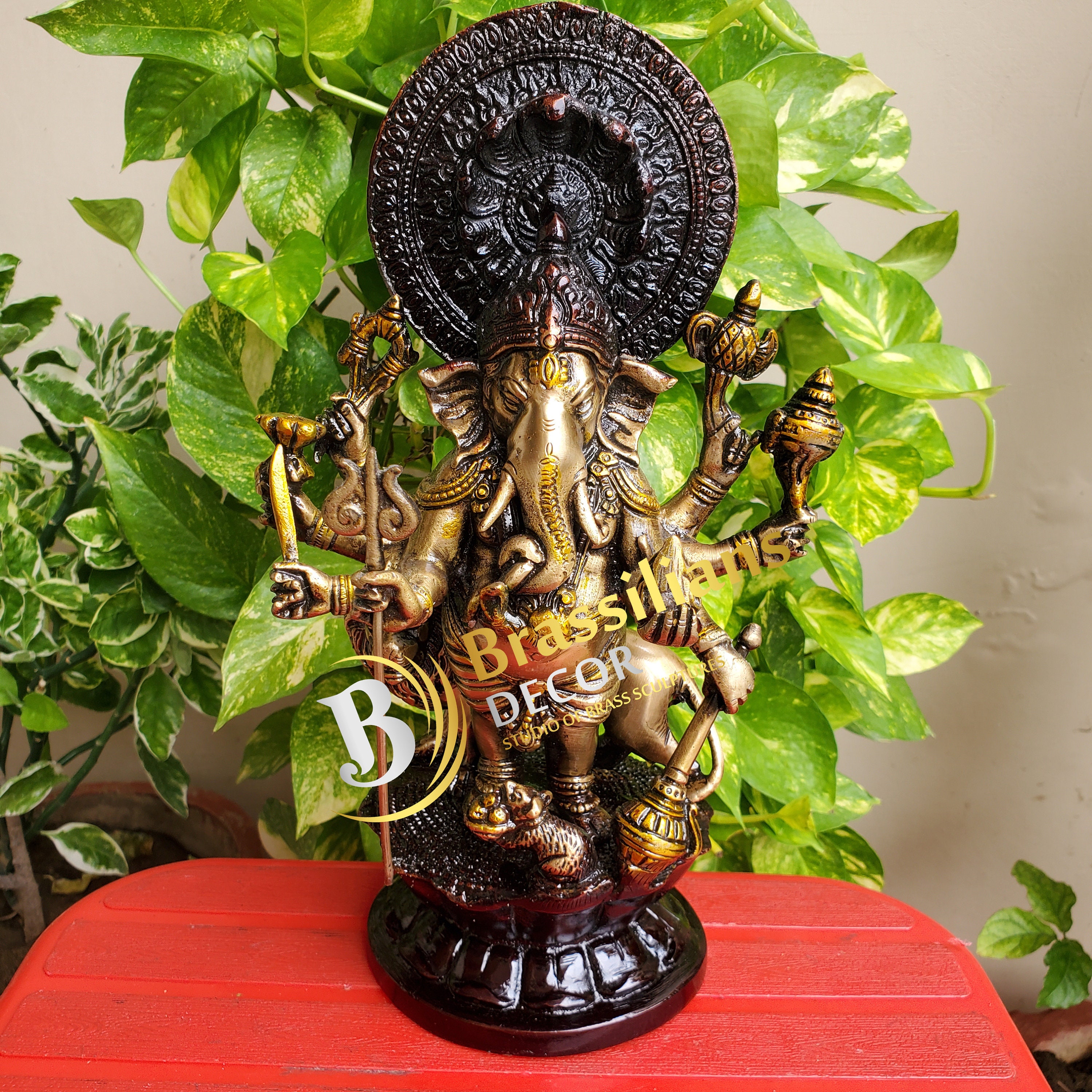 Brass Drishti Ganesha Statue With COLOUR 29 Cm Brass Shubh Etsy
