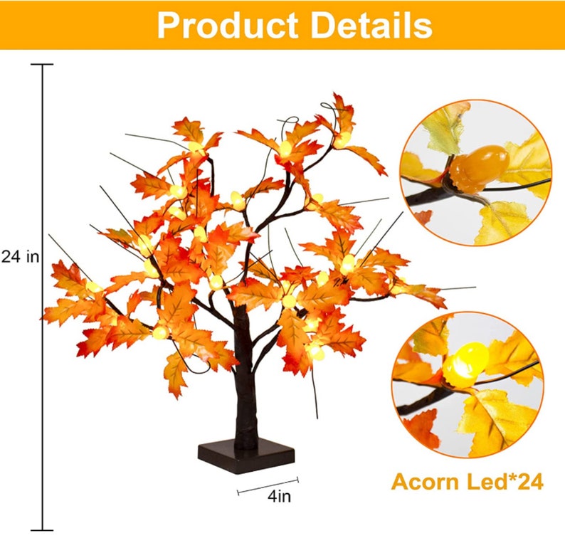24LED Tabletop Lighted Maple Tree Artificial Falltree Light72 Etsy