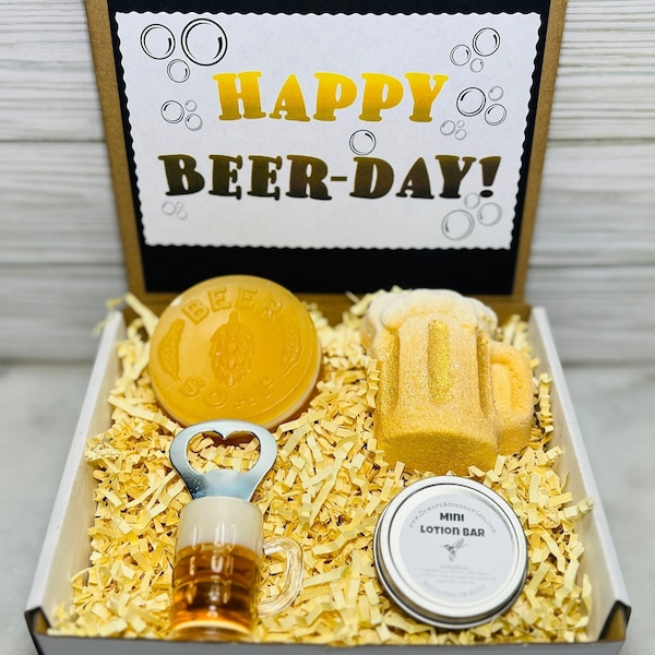 Happy Birthday Fun Gift | Happy BEER-Day | Happy Beer-day/Birthday Bath Beer Gift Set | Happy 21st Birthday | BEER Gifts | Beer Soap Gift