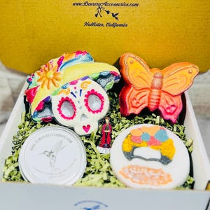 Frida Bath Set Frida Soap Bath Bombs Succulent Lotion Bar and Keepsake Pin Frida Lover Gift Viva La Frida Mexican Theme Birthday Gift Favor
