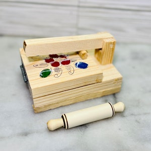Handmade Wooden Tortilla Press & Rolling Pin Set | Tortilladora Y Rodillo | Decoration Tortilla Press | Kids Kitchen | Mexican Press and Pin