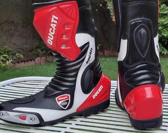 Men Ducati Motorbike Leather Racing Shoes Available all sizes