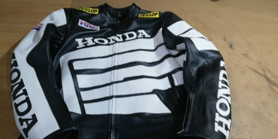 Men Honda Motorbike Leather Racing Jacket Black & White Available